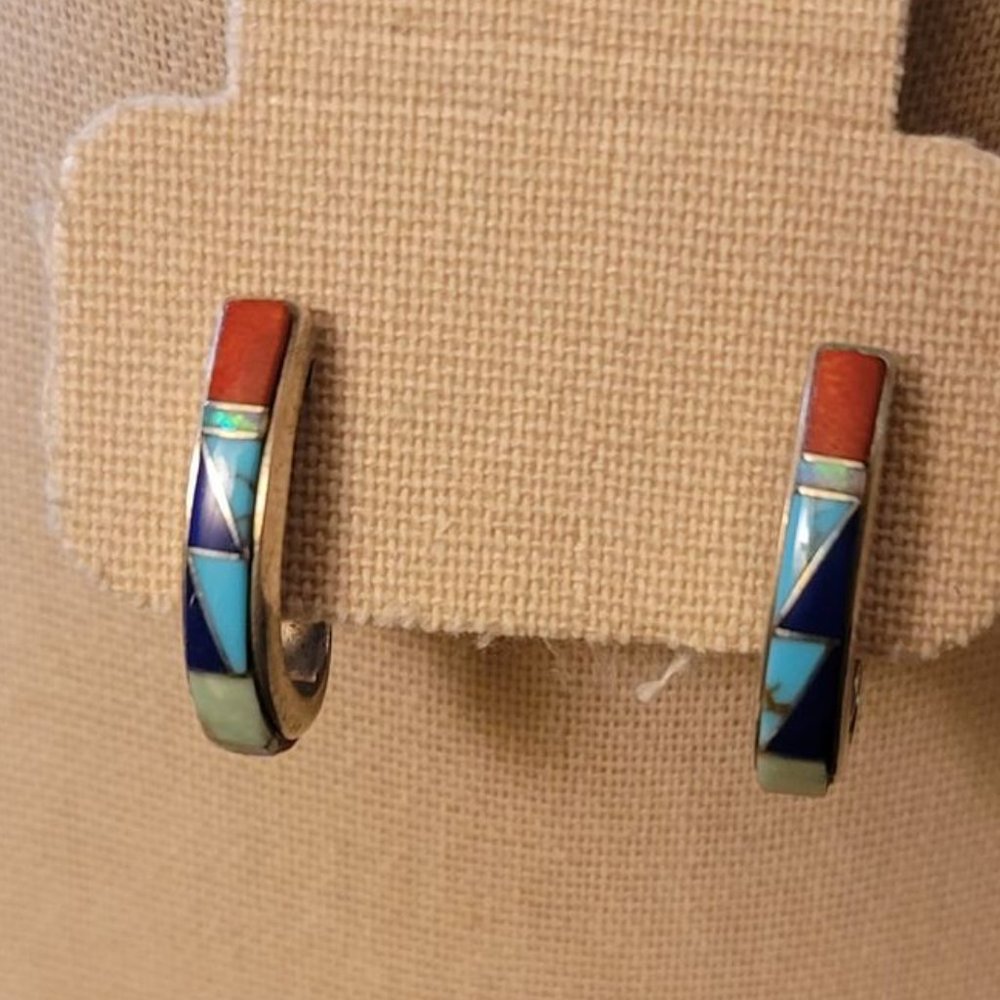 Southwest Sterling Silver Multi Stone Earrings